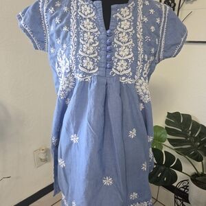 Embroidered Blue Kids Dress